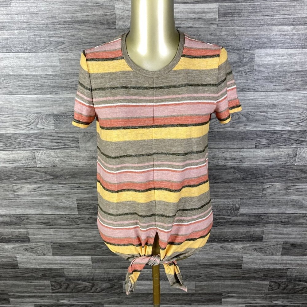 MADEWELL TEXTURE & THREAD Multi Color Stripe Modern Tie-Front Top Womens Size XS